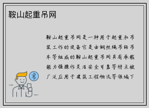 鞍山起重吊网
